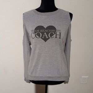 Team BEACHBODY COACH sweatshirt with shoulderless sleeves, Medium